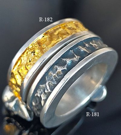 画像18: Twelve Small Skull On 7.5mm Wide Side Flat Chiseled Reel Ring