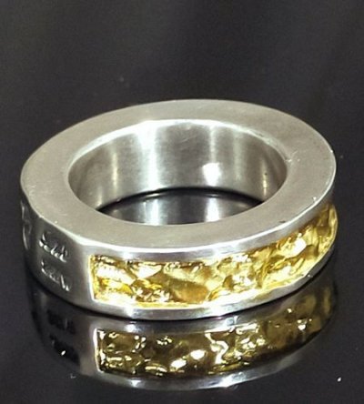 画像7: Pure Gold Wrap 7.5 x 4.5mm Wide Side Flat Chiseled Reel Ring