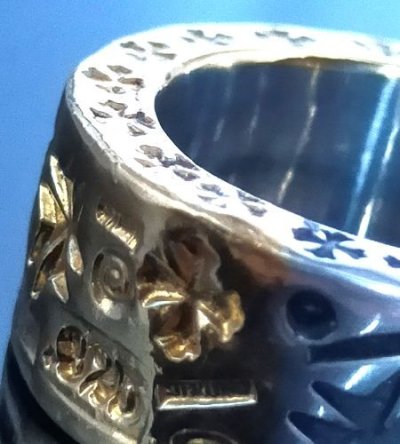 画像10: Pure Gold Wrap12mm Wide Multi Stamp Flat Bar Ring Bold