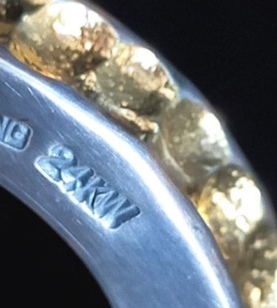 画像6: Pure Gold Wrap 7 x 5mm Wide Bolo Neck Chiseled Reel Ring