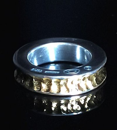 画像5: Pure Gold Wrap 7 x 5mm Wide Bolo Neck Chiseled Reel Ring