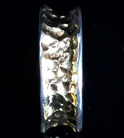 画像6: Pure Gold Wrap 10 x 6mm Wide Bolo Neck Chiseled Reel Ring