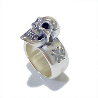 画像7: Single Skull On Wide Plain Ring