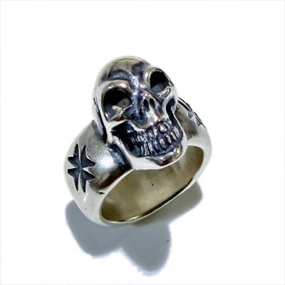 画像2: Single Skull On Wide Plain Ring