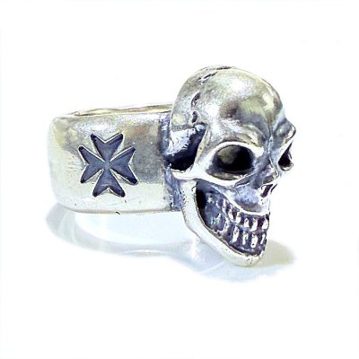 画像9: Single Skull On Wide Plain Ring