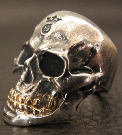 画像9: Medium Large Skull 18k Gold Teeth Ring With Jaw