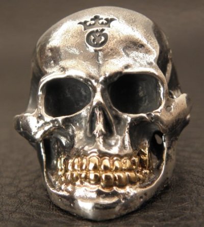 画像8: Medium Large Skull 18k Gold Teeth Ring With Jaw