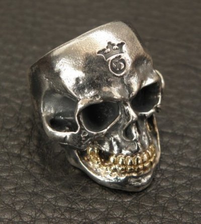 画像5: Medium Large Skull 18k Gold Teeth Ring With Jaw