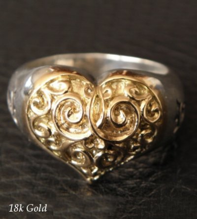 画像12: Gold Heart On Silver Ring