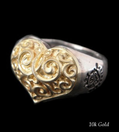 画像1: Gold Heart On Silver Ring