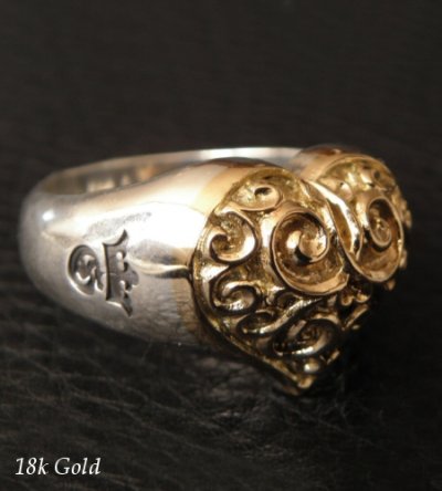 画像2: Gold Heart On Silver Ring