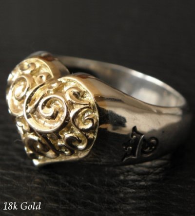 画像10: Gold Heart On Silver Ring