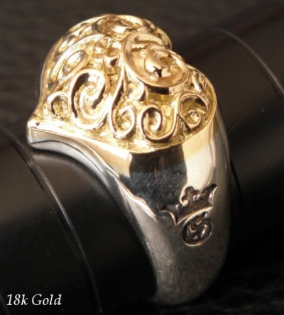 画像8: Gold Heart On Silver Ring