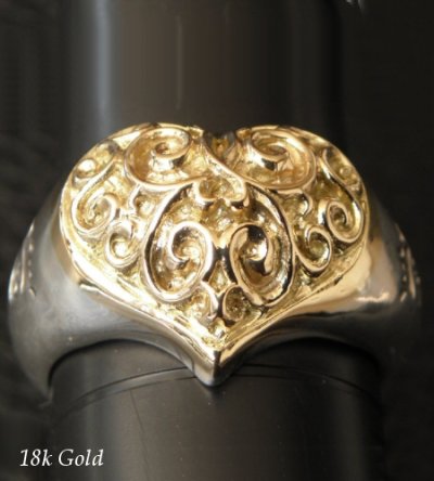 画像3: Gold Heart On Silver Ring