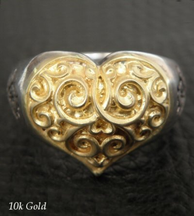 画像9: Gold Heart On Silver Ring