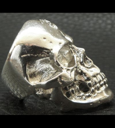 画像7: Large Skull Ring With Jaw Platinum Finish