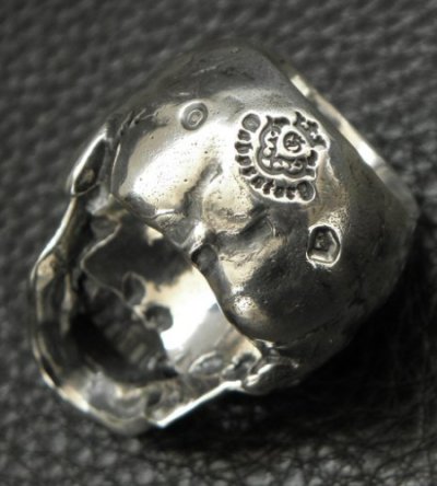 画像16: Large Skull Full Head Up Word Face Solid Silver Ring