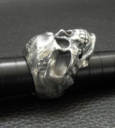 画像11: Large Skull Full Head Up Word Face Solid Silver Ring