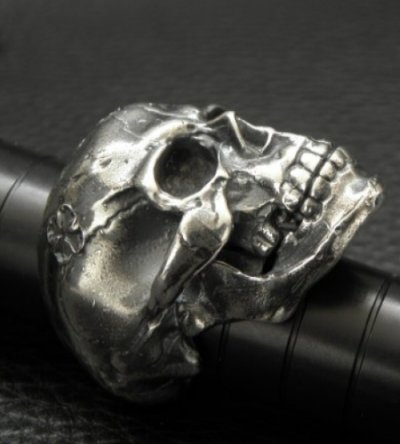 画像10: Large Skull Full Head Up Word Face Solid Silver Ring