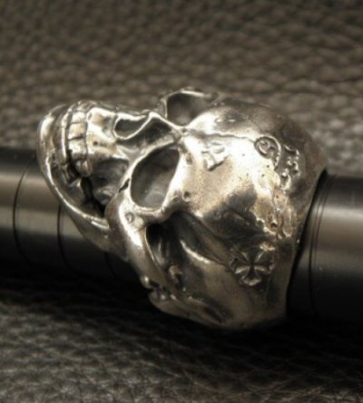 画像9: Large Skull Full Head Up Word Face Solid Silver Ring