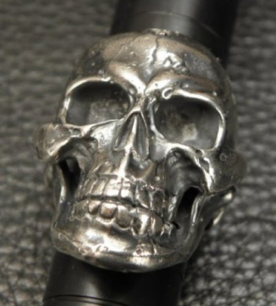 画像8: Large Skull Full Head Up Word Face Solid Silver Ring