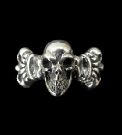 画像1: Skull On 4Heart Crown Ring