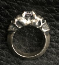 Quarter Size Devil Skull Triangle Wire Bangle Diamond Ring