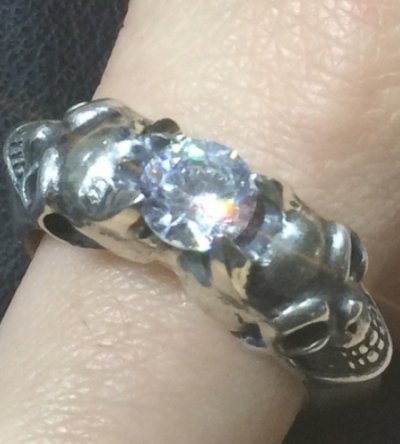 画像14: Quarter Size Devil Skull Triangle Wire Bangle Diamond Ring
