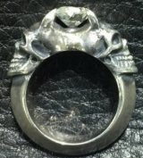 Half Size Devil Skull Triangle Wire Bangle Diamond Ring
