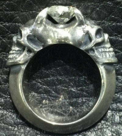 画像1: Half Size Devil Skull Triangle Wire Bangle Diamond Ring