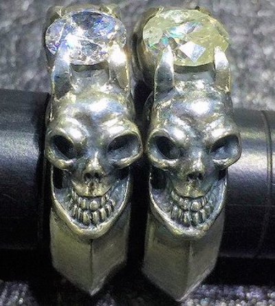 画像13: Half Size Devil Skull Triangle Wire Bangle Diamond Ring