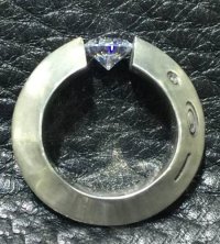 Floating Diamond With Triangle Wire Ring