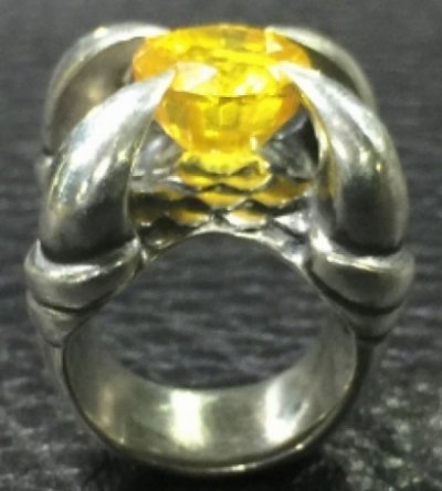 画像1: 18.85Ct Yellow Sapphire Iron Claw Ring