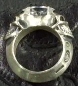 Marquise Cut White Sapphire Half Size Devil Skull Triangle Wire Bangle Ring