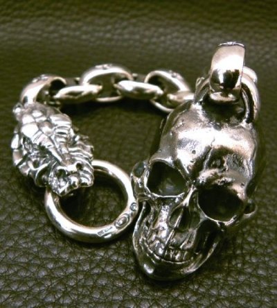 画像11: Large Skull With Half Snake & Maltese Cross H.W.O , Smooth Anchor Links Wallet Hanger