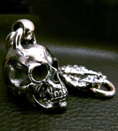 画像3: Large Skull With Half Snake & Maltese Cross H.W.O , Smooth Anchor Links Wallet Hanger