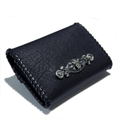 画像2: G&Crown Quarter Cross Oval With Crown With Buffalo Leather Coin & Card Case With Zipper (Black)
