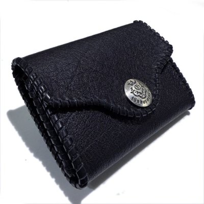 画像4: G&Crown Quarter Cross Oval With Crown With Buffalo Leather Coin & Card Case With Zipper (Black)