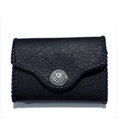 画像3: G&Crown Quarter Cross Oval With Crown With Buffalo Leather Coin & Card Case With Zipper (Black)