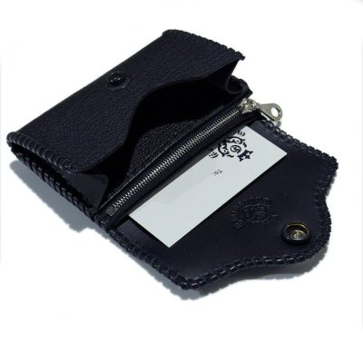 画像7: G&Crown Quarter Cross Oval With Crown With Buffalo Leather Coin & Card Case With Zipper (Black)