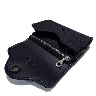 画像5: G&Crown Quarter Cross Oval With Crown With Buffalo Leather Coin & Card Case With Zipper (Black)