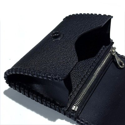 画像13: G&Crown Quarter Cross Oval With Crown With Buffalo Leather Coin & Card Case With Zipper (Black)