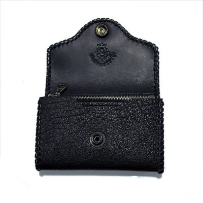 画像6: G&Crown Quarter Cross Oval With Crown With Buffalo Leather Coin & Card Case With Zipper (Black)