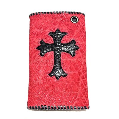 画像1: Crocodile Flank Cross Inlay Elephant Wallet
