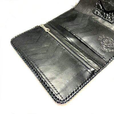 画像10: Crocodile Flank Cross Inlay Elephant Wallet