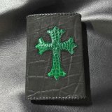 Crocodile Flank Cross Inlay Elephant Long Short Wallet