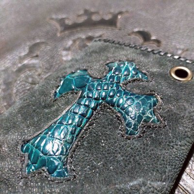 画像7: Crocodile Flank Cross Inlay Elephant Long Short Wallet