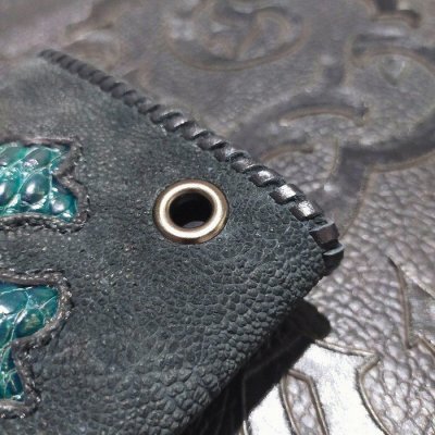 画像8: Crocodile Flank Cross Inlay Elephant Long Short Wallet