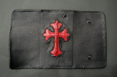 画像3: Crocodile Traditional Cross Inlay Buffalo Long Wallet