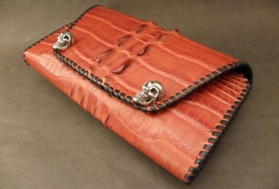 画像14: Crocodile W-Spine Tail Wallet With Skull Button